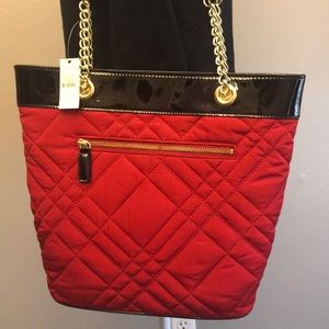 Talbots Red Quilted Tote NWT